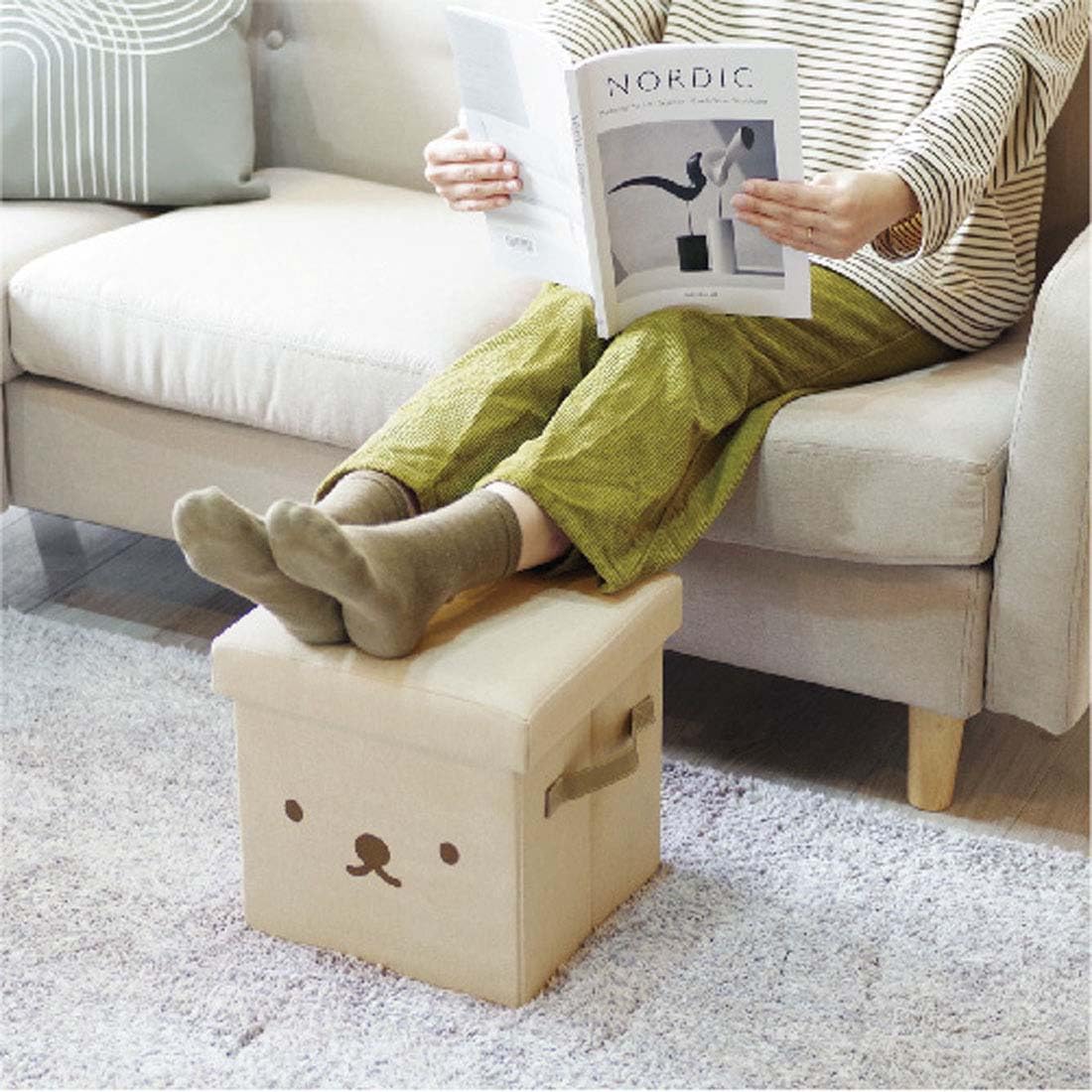 オカトー(Okato) ミッフィー boris 収納 椅子 スツール 16.5L ベージュ 取っ手付き 幅28.5×奥行28.5×高さ29cm