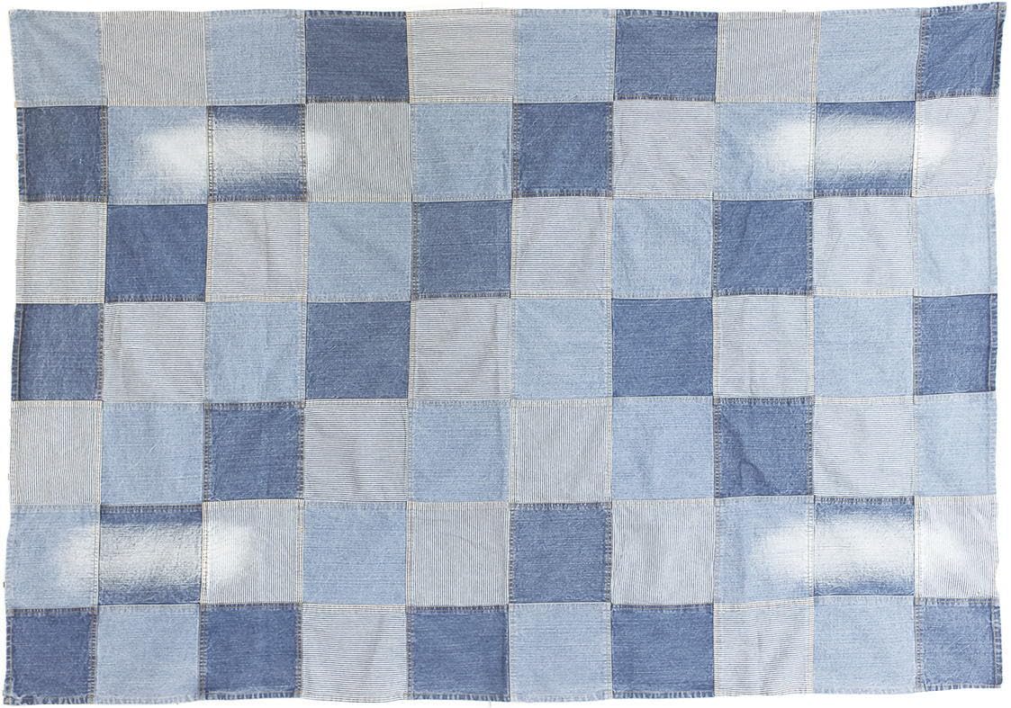村田屋 マルチカバー 192×136cm パッチワークデニムブロック 8661