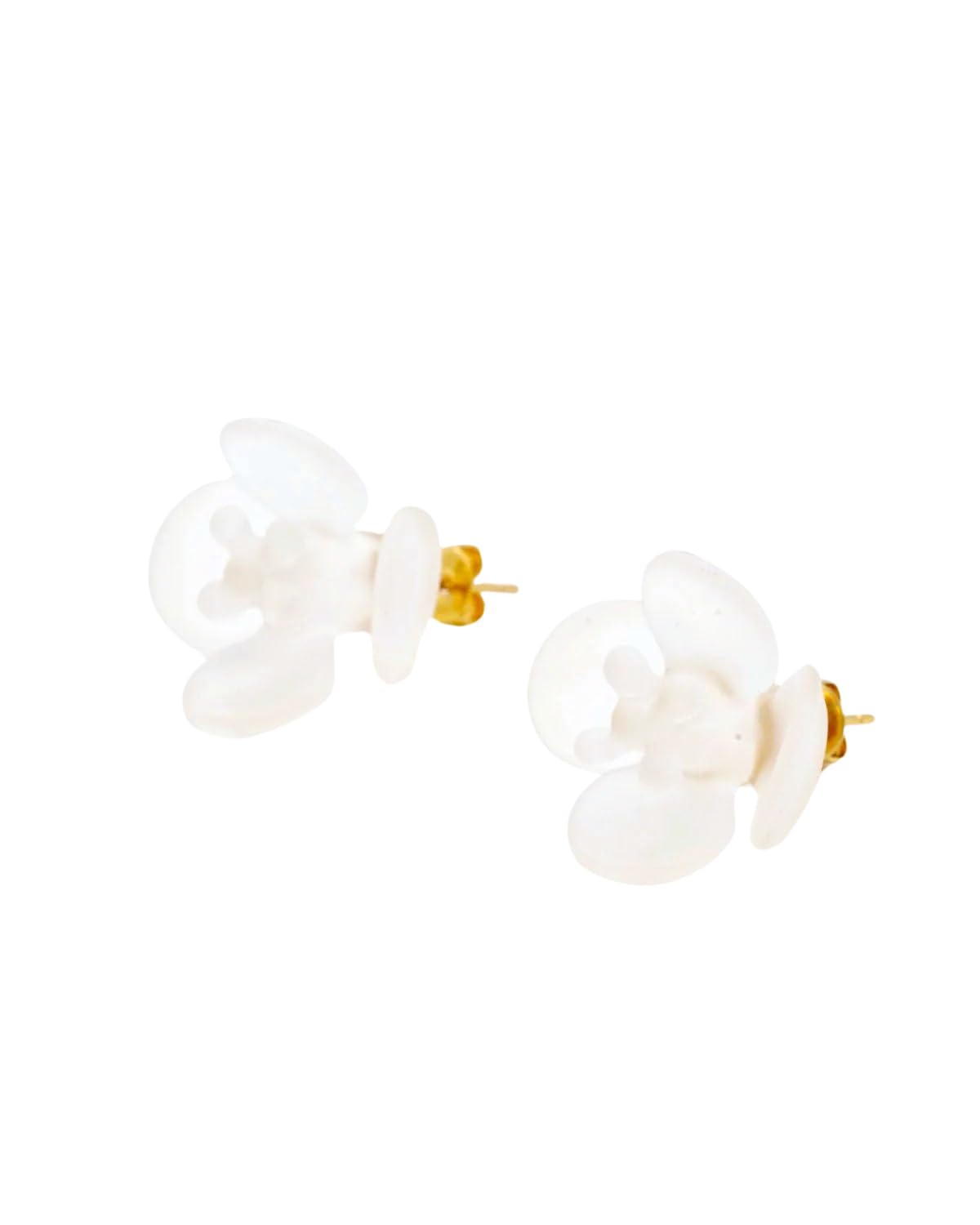 ハリオ HARIO ツバキ フロスト ピアス [HAP-TB-002] ガラス製, 真鍮とゴールドメッキ, 椿の花モチーフ, 20mm・15mm径
