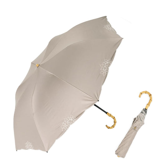 [VITAFELICE] ヴィータフェリーチェ 2段折りショート傘（晴雨兼用/親骨55cm） レディース pru-30176z (フリルオフホワイト)