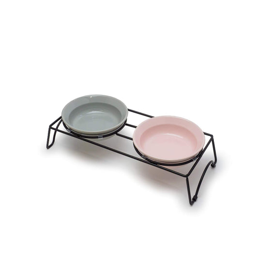TAMAKI ペット用食器 アペティ 犬用丸 S ダブルセット グレー&ピンク 直径30×奥行13×高さ7cm 230ml 電子レンジ・食洗器対応 T-922033