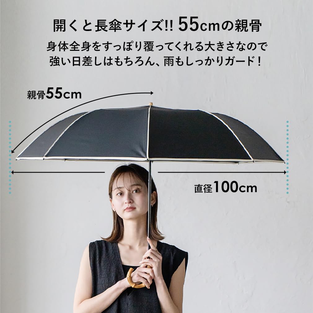 [VITAFELICE] ヴィータフェリーチェ 2段折りショート傘（晴雨兼用/親骨55cm） レディース pru-30176z (フリルオフホワイト)