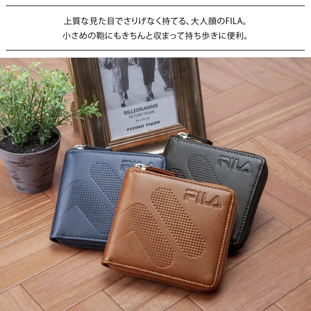 [ＦＩＬＡ] フィラ 財布 二つ折り メンズ ブラック 61fl52 ウォレット 小銭入れ (ブラック)