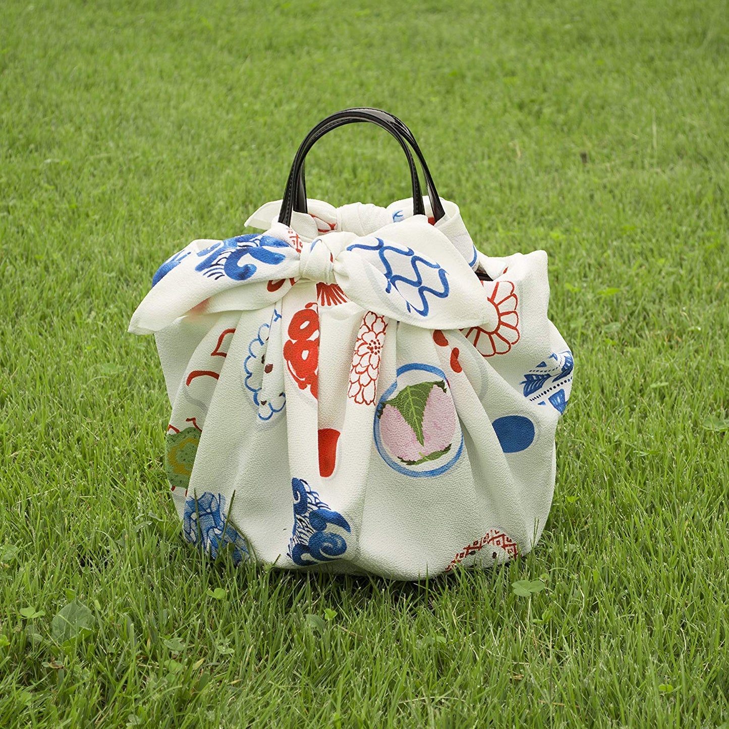 朝倉染布 風呂敷 - 約96×96cm 朝倉染布 超撥水風呂敷ながれ ちりめん 豆皿
