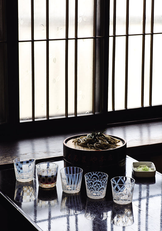 廣田硝子(Hirota Glass) そば猪口 大正浪漫硝子 つなぎ格子 TR-33-6